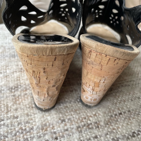 Anne Klein iflex Black Suede Perforated Wedge Sandal - Picture 6 of 8